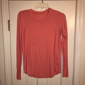 Aerie Real Soft Ribbed Long Sleeve Shirt- Peach